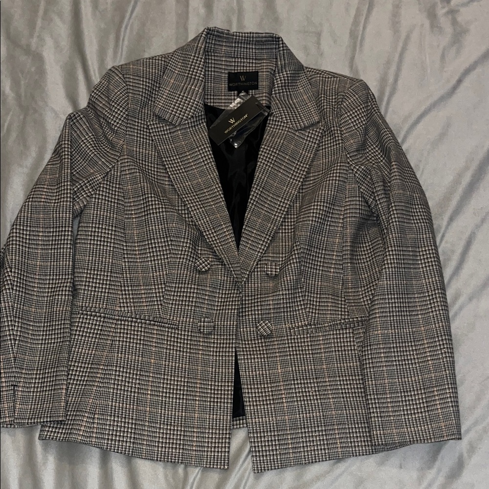 Worthington Gray Plaid Blazer